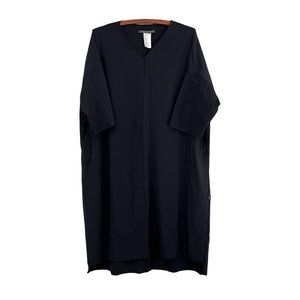 Elemente Clemente Oska Black Raw Seam Oversized Stretch Sheath Dress One Size